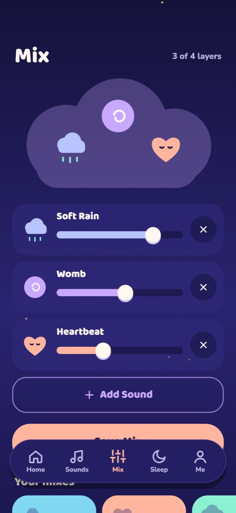 Mixer with layered sounds